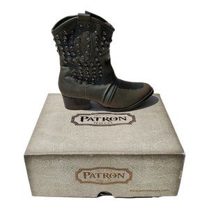 NIB Patron By Perugia Boots Rock Gray Green Jewel Studded Ankle Women's 9